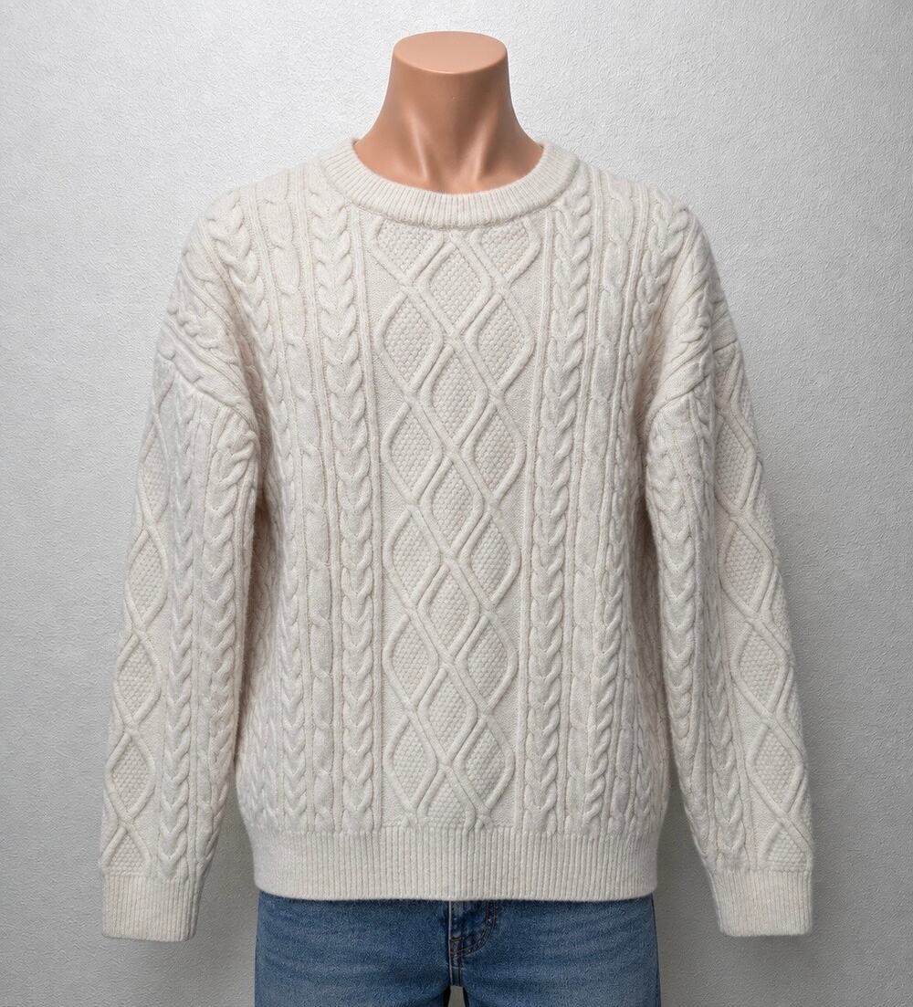 Aelfric Eden Cream Cable Knit Crewneck Sweater L